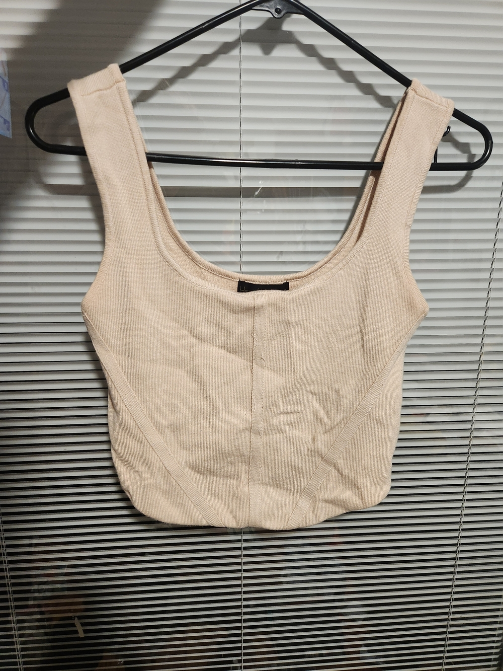 House of Harlow 1960 Cream Ribbed Scoop Crop Tank